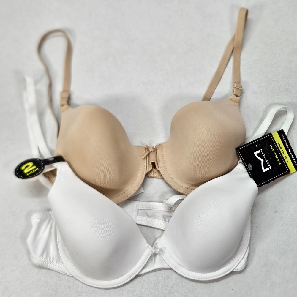 Maidenform 2 Pack TShirt Bra Everyday Comfort Beige White Size 34B - NWT